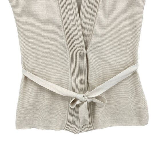 Classiques Entier Cardigan Sweater Womens Small Beige Silk Sleeveless Tie Front - Picture 4 of 14